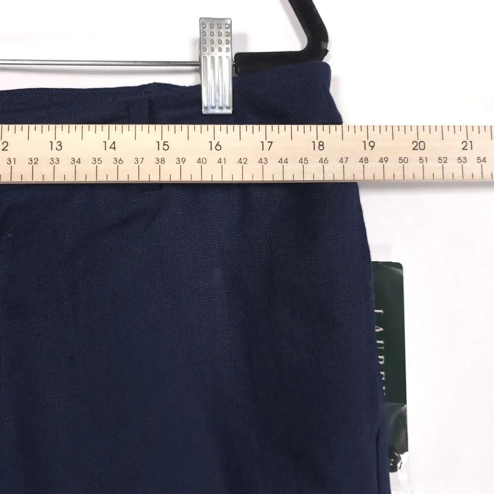 LAUREN RALPH LAUREN‎ New Women’s Pants 16W Navy 100% LINEN Trousers Wide Leg
